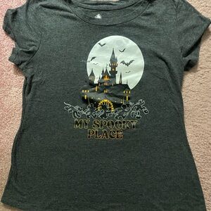 Disney Parks Halloween My Spooky Place Shirt Mickey Minnie Mouse Medium Gray